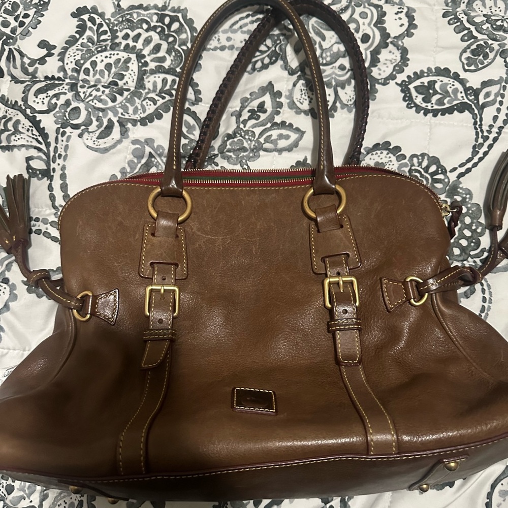 Brown Leather Dooney and Bourke Satchel Handbag - Classic Women's Shoulder Bag
